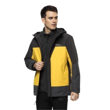 Jack Wolfskin Winterjacke 3in1 DNA Tundra (sehr warm, wind- und wasserdicht) gelb/schwarz Herren